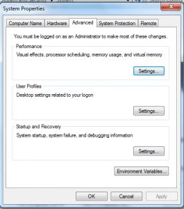 System property dialoque box- How to set Java path of various operating system