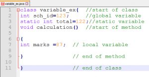 variable in Java - Example Data type and variable in Java language