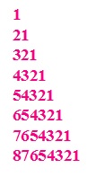 Java code to reverse order triangle number patterns