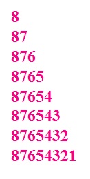 Java code to reverse order triangle number patterns