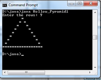 Java code to Hollow Pyramid Pattern