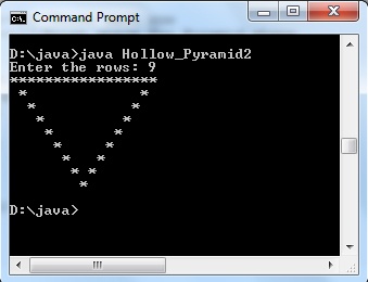Java code to Hollow Pyramid Pattern