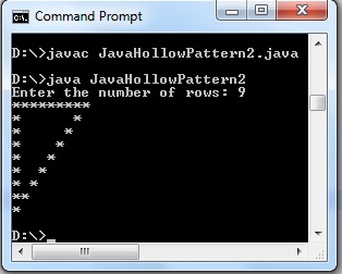 Java code to hollow triangle pattern