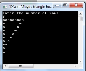 Cpp program to hollow triangle star pattern