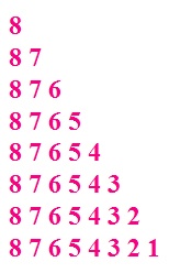 Reverse order number pattern in Cpp using for loop