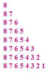 Reverse order number pattern in C using for loop