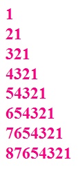 Reverse order number pattern in Cpp using for loop