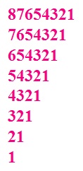 C program to reverse triangle number patterns using while loop