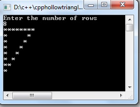 Triangle Hollow Pattern using nested while loop in Cpp