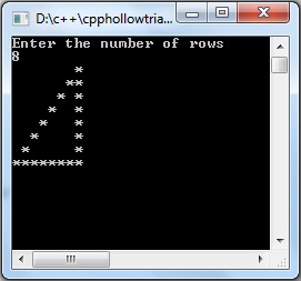 Triangle Hollow Pattern using nested while loop in Cpp