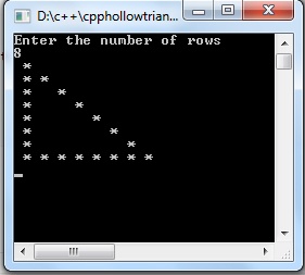 Java code to hollow triangle pattern