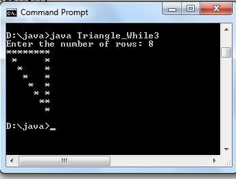 Triangle star Pattern using while loop