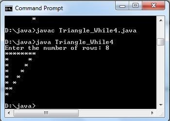 pattern triangle java star loop hollow while using