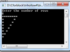 Hollow Triangle Pattern using nested while