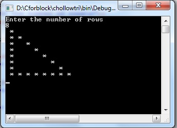 Hollow Triangle Pattern using nested while