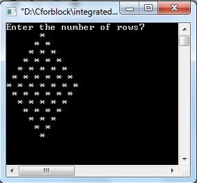 Display integrated pyramid star pattern in C