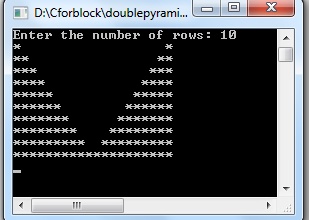 Display integrated pyramid star pattern in C