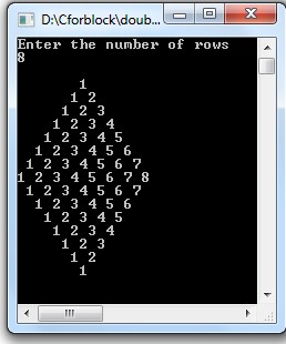 C program to display integrated pyramid number pattern