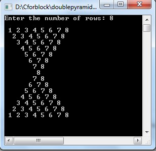 C program to display integrated pyramid number pattern using while loop ...