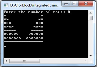 C program to Integrated triangle patterns using for loop
