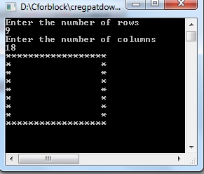 Print Hollow rectangle and square star pattern in C