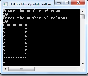 Print Hollow rectangle and square star pattern in C