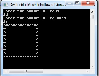 Print Hollow rectangle and square star pattern in C