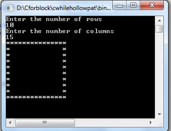 Display Hollow rectangle and square star pattern in C++