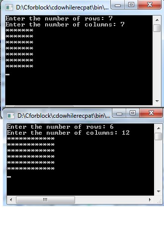 C program for print solid rectangle and square star pattern