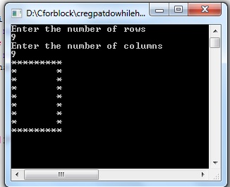 Display Hollow rectangle and square star pattern in C++