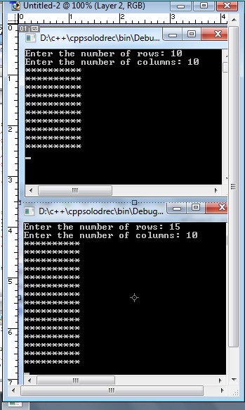C++ program for rectangle and square star pattern