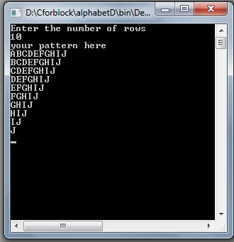 C code to Alphabet triangle pattern using do-while loop