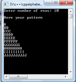 C++ Program to Alphabet triangle pattern using do-while loop