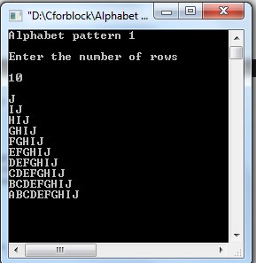 C code to Alphabet triangle pattern using do-while loop