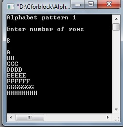 C code to Alphabet triangle pattern using do-while loop