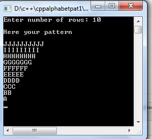 C++ Program to Alphabet triangle pattern using do-while loop