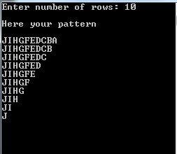 C++ Program to Alphabet triangle pattern using do-while loop