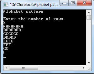 C code to Alphabet triangle pattern using do-while loop