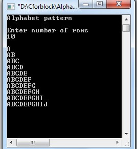 C code to Alphabet triangle pattern using do-while loop