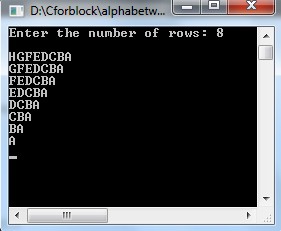 C code to Alphabet triangle pattern using do-while loop