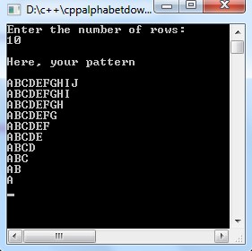 C++ code to Alphabet triangle pattern using do-while loop