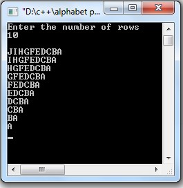 C++ code to Alphabet triangle pattern using do-while loop