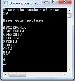 C++ Program to Alphabet triangle pattern using do-while loop