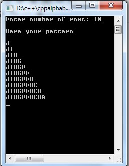 C++ Program to Alphabet triangle pattern using do-while loop