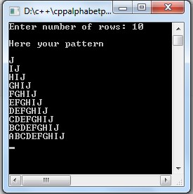 C++ Program to Alphabet triangle pattern using do-while loop