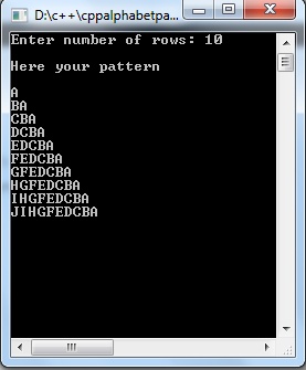 C++ Program to Alphabet triangle pattern using do-while loop