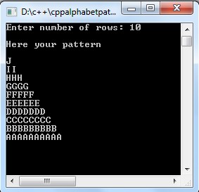 C++ Program to Alphabet triangle pattern using do-while loop