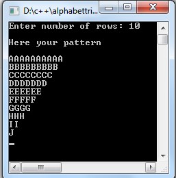 C++ Program to Alphabet triangle pattern using do-while loop