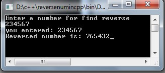 C++ program to reverse a number using loops