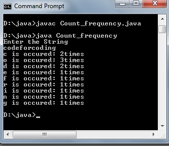 Java program: Find the frequency of each character in the string
